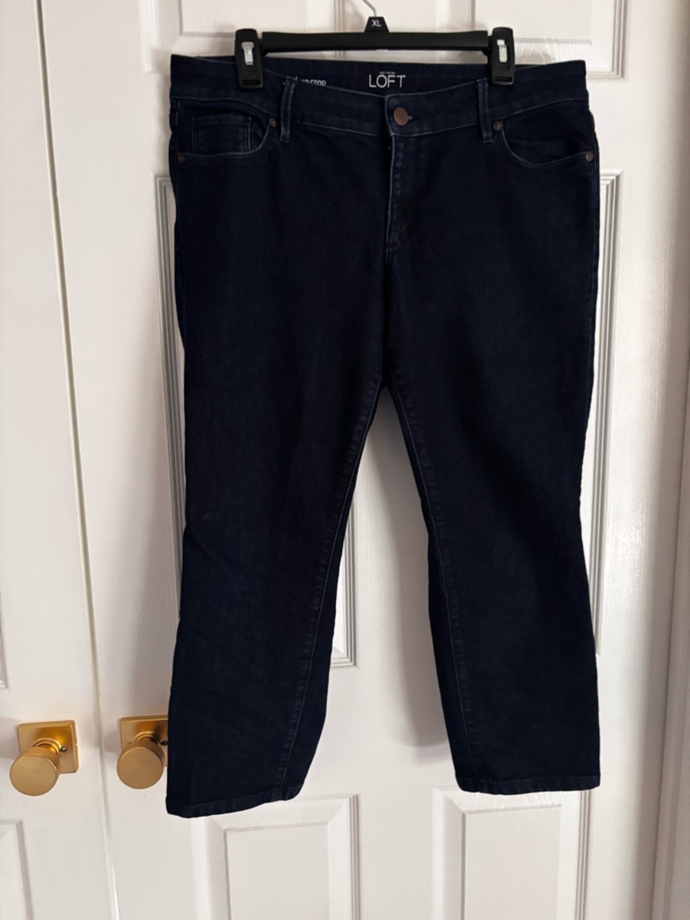 LOFT Navy Cropped Straight-Leg Jeans